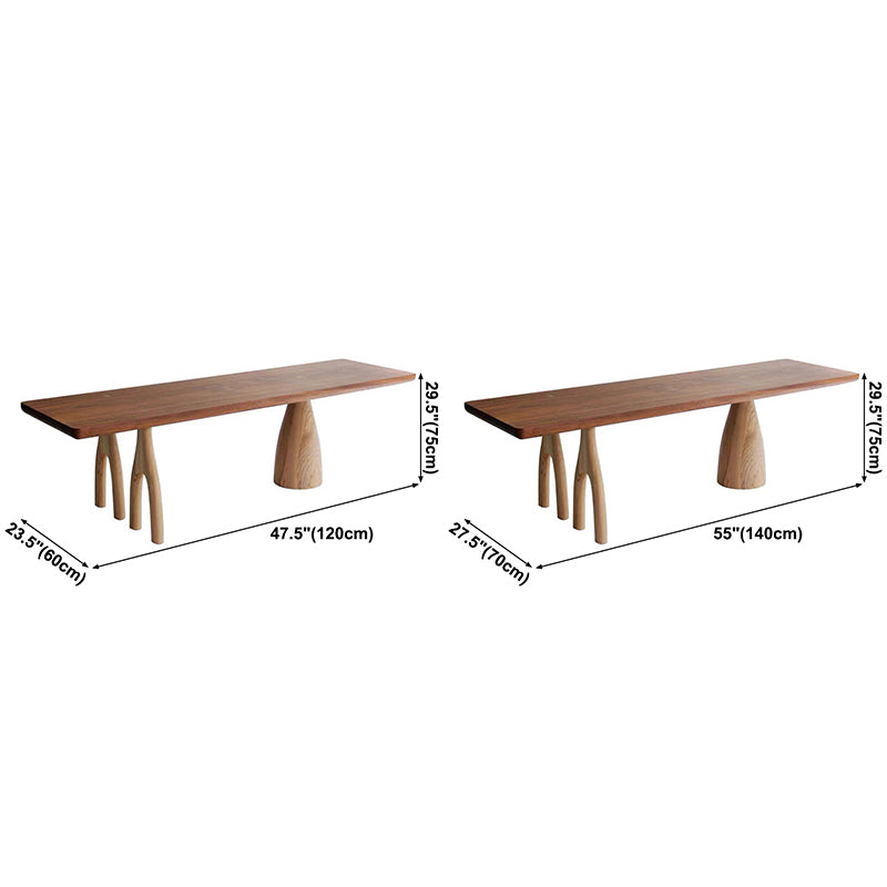 Pine Solid Wood Rectangle Table Modern Dining Table with 3 Legs for Restaurant