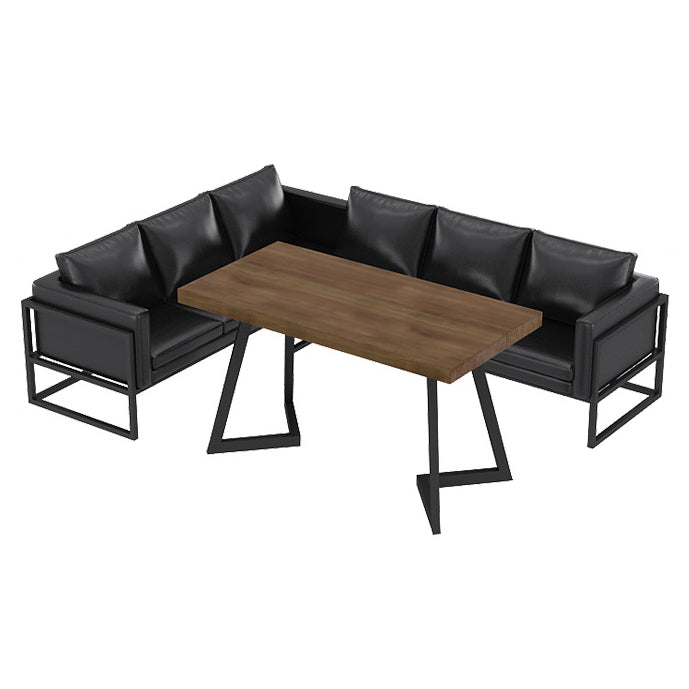 Mesa de comedor industrial Mesa de madera maciza de pino con base negra para la cena de cocina en casa
