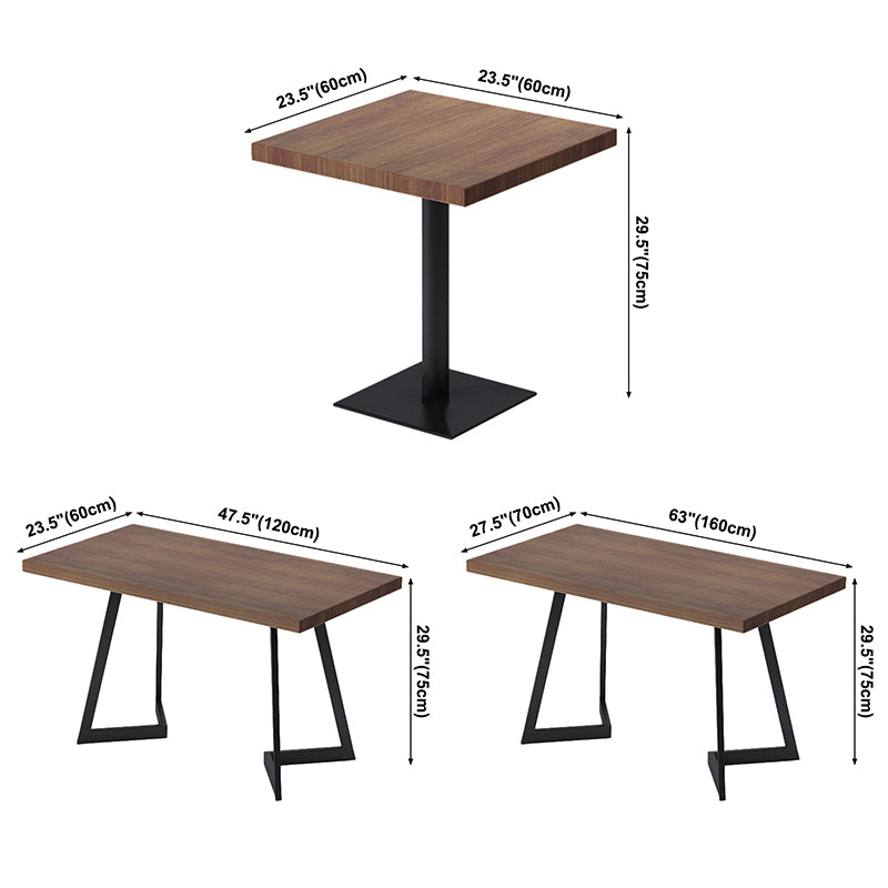 Mesa de comedor industrial Mesa de madera maciza de pino con base negra para la cena de cocina en casa