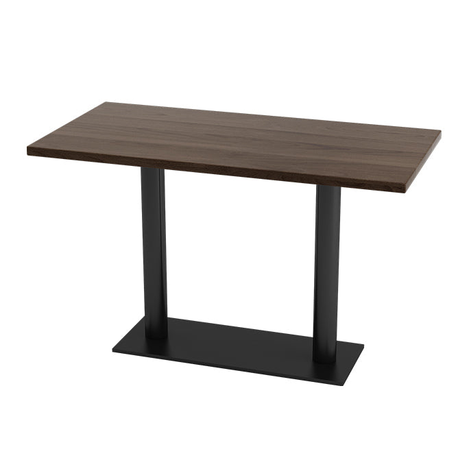 Table à manger industrielle table en bois massif avec base noire pour le dîner de cuisine à la maison