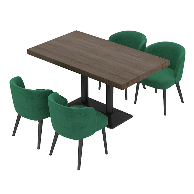 Mesa de comedor industrial Mesa de madera maciza de pino con base negra para comedor