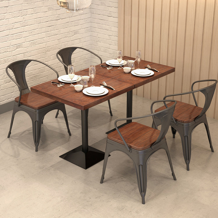 Industrial Dining Room Table Solid Wood Table with Black Base for Dining Room