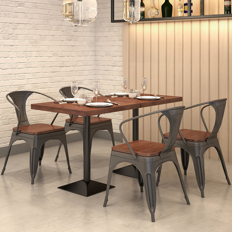 Industrial Dining Room Table Solid Wood Table with Black Base for Dining Room
