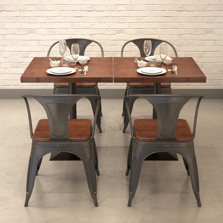 Industrial Dining Room Table Solid Wood Table with Black Base for Dining Room