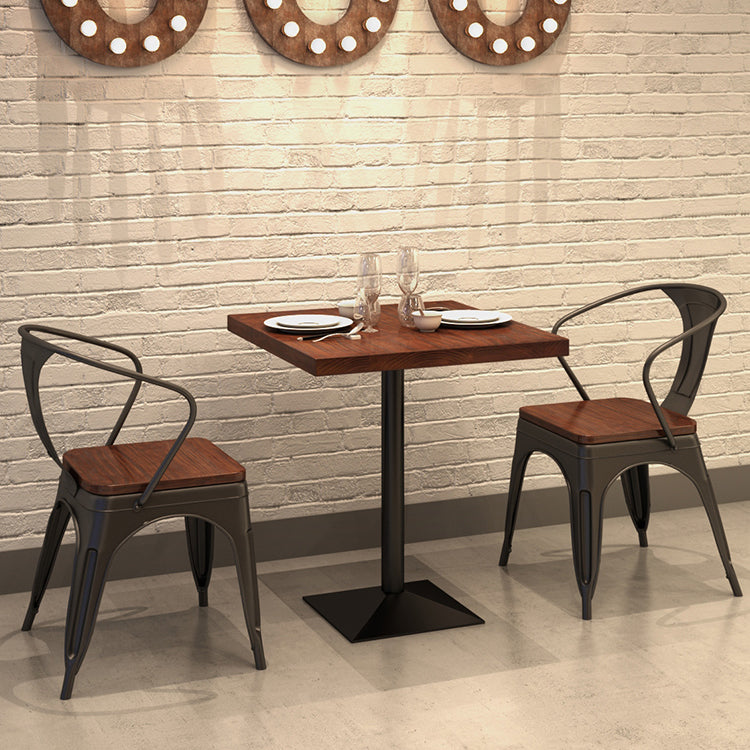 Industrial Dining Room Table Solid Wood Table with Black Base for Dining Room