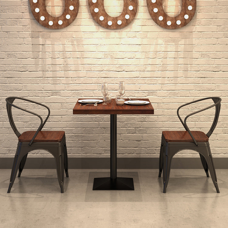 Industrial Dining Room Table Solid Wood Table with Black Base for Dining Room