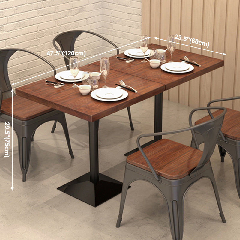 Industrial Dining Room Table Solid Wood Table with Black Base for Dining Room