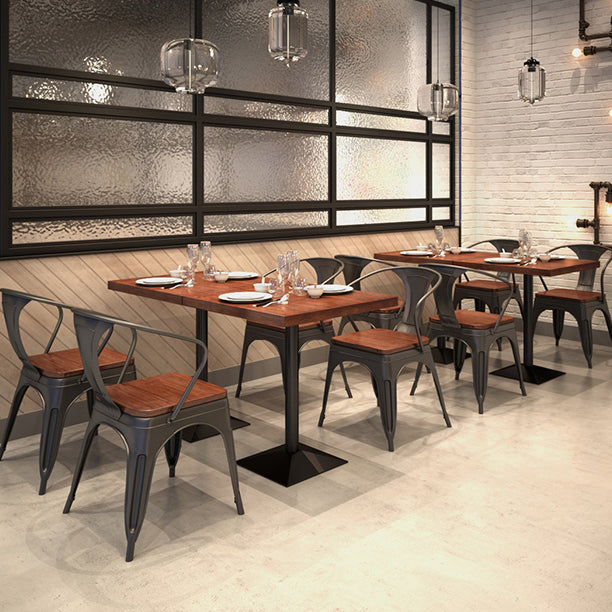Industrial Dining Room Table Solid Wood Table with Black Base for Dining Room