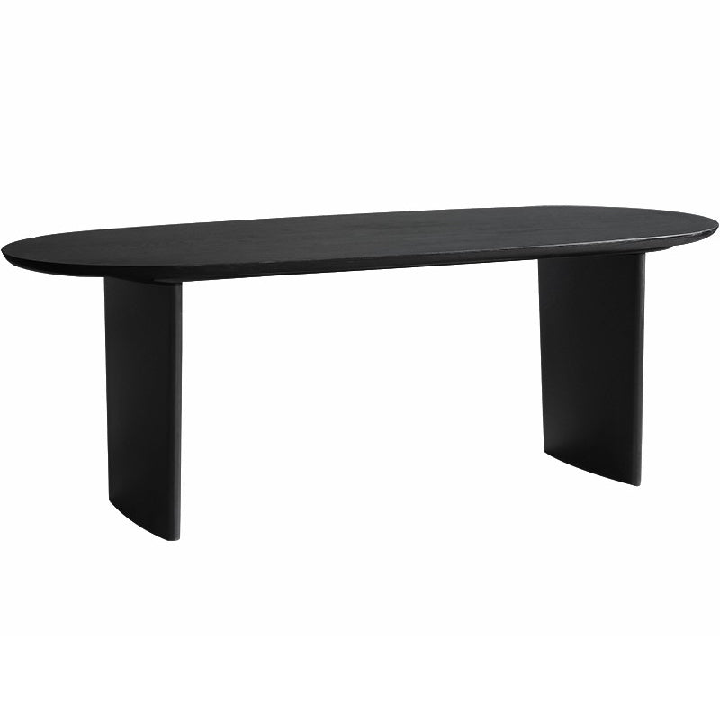 Solid Wood Contemporary Oval Dining Table Black Wood Top Table for Dining Room