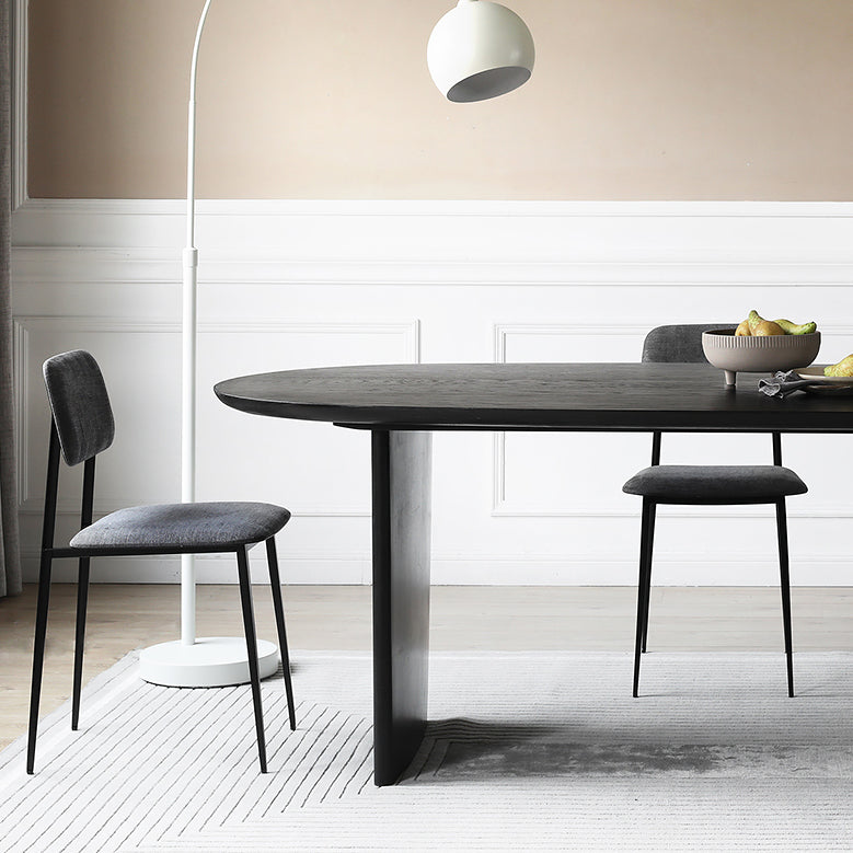 Solid Wood Contemporary Oval Dining Table Black Wood Top Table for Dining Room