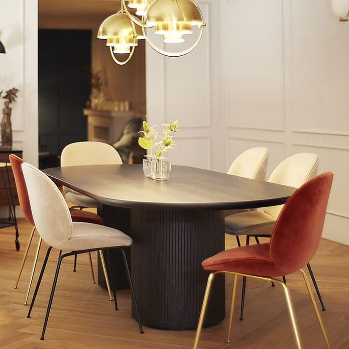 Tavolo da pranzo a doppio piedistallo ovale tavolo da dinette in stile contemporaneo