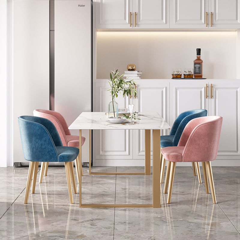 Contemporary White Standard Dining Table Rectangle Sintered Stone Dining Table for Kitchen