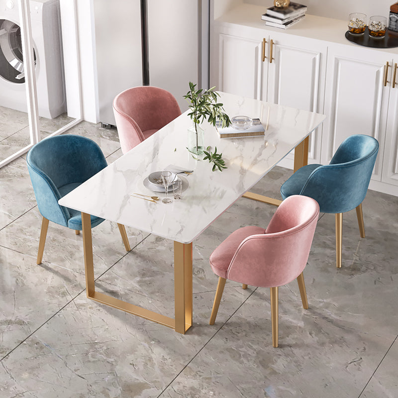 Contemporary White Standard Dining Table Rectangle Sintered Stone Dining Table for Kitchen