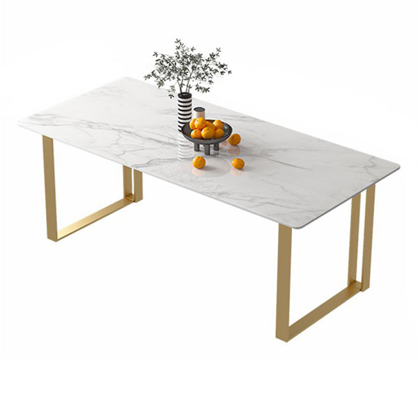 Contemporary White Standard Dining Table Rectangle Sintered Stone Dining Table for Kitchen