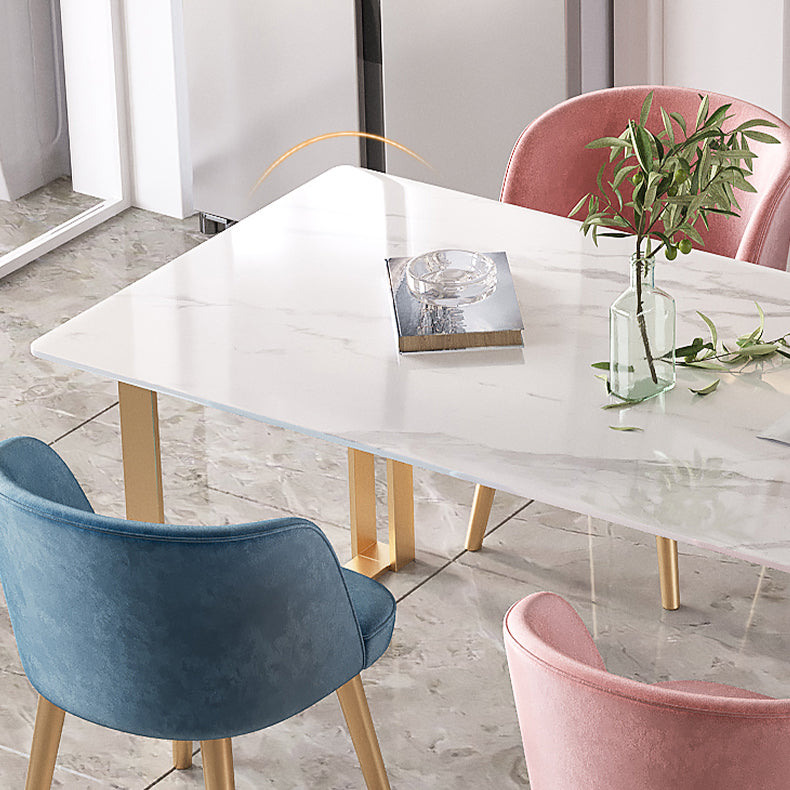 Contemporary White Standard Dining Table Rectangle Sintered Stone Dining Table for Kitchen