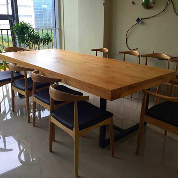 Table du site de salle à manger industrielle meubles de salle à manger massif avec base à chevalets