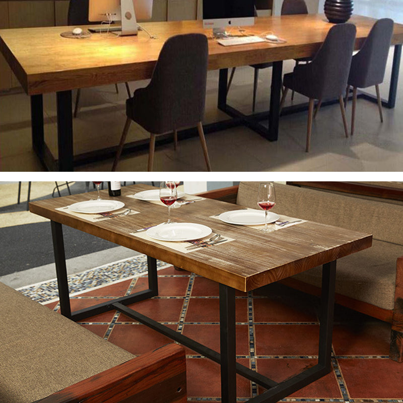 Table du site de salle à manger industrielle meubles de salle à manger massif avec base à chevalets