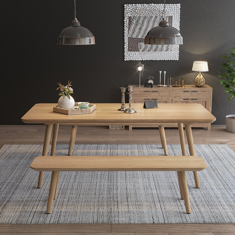 Contemporary Kitchen Khaki Dining Table Solid Wood Rectangle Dining Table with 4 Legs Base