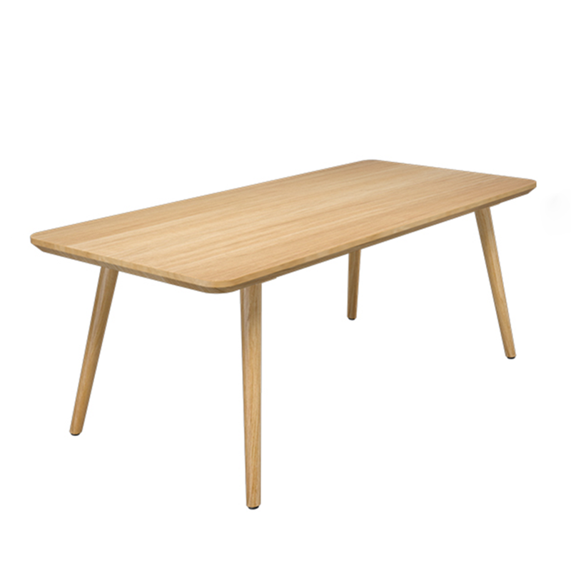 Contemporary Kitchen Khaki Dining Table Solid Wood Rectangle Dining Table with 4 Legs Base