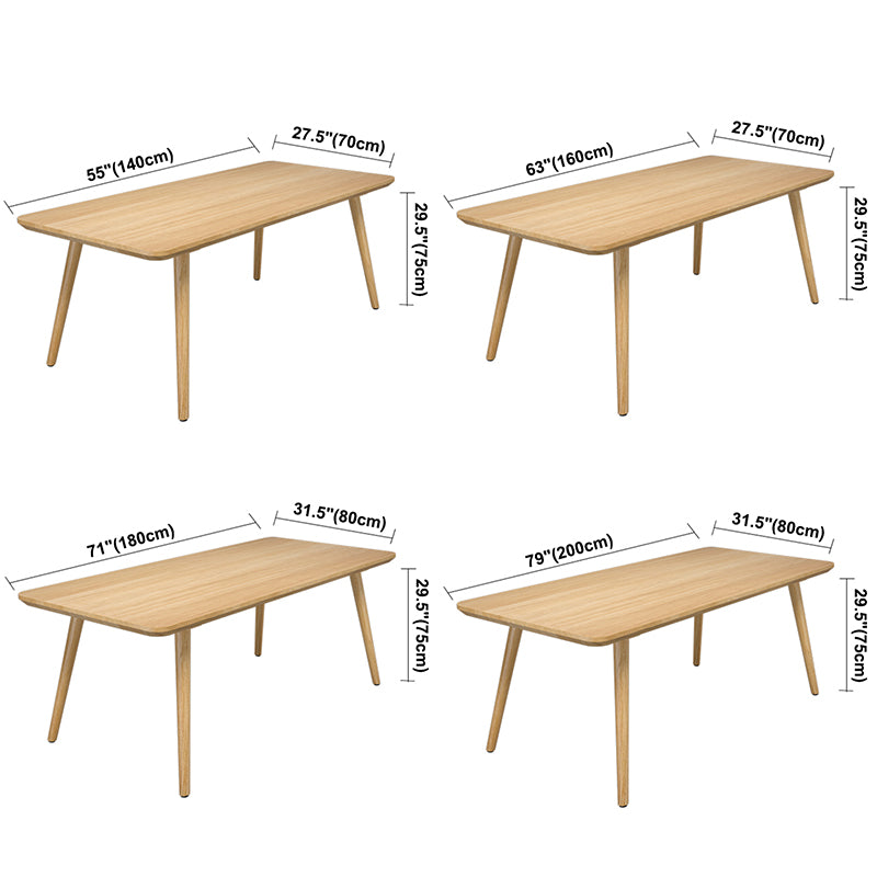 Contemporary Kitchen Khaki Dining Table Solid Wood Rectangle Dining Table with 4 Legs Base