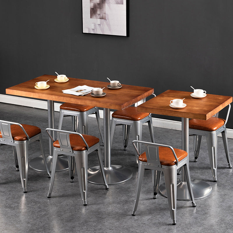 Industrial Style Solid Wood Dining Table Brown Table with Metal Base for Dinning Room