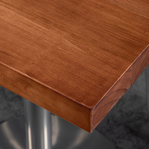 Industrial Style Solid Wood Dining Table Brown Table with Metal Base for Dinning Room