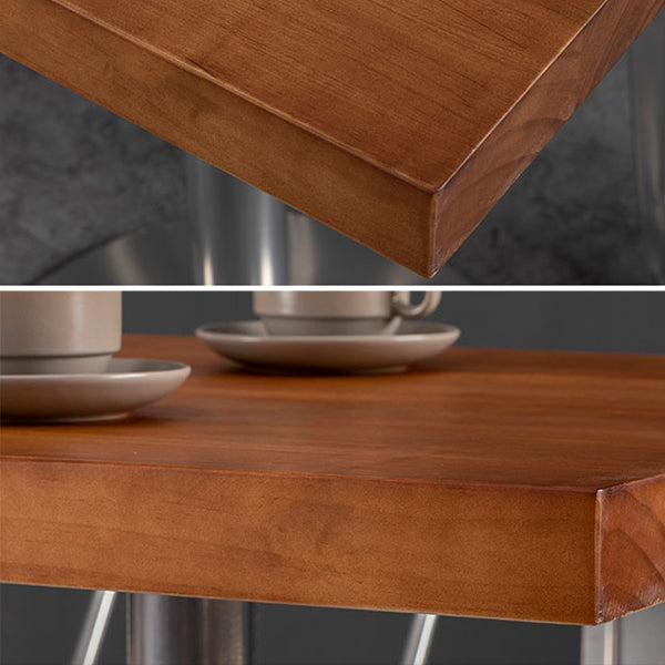 Industrial Style Solid Wood Dining Table Brown Table with Metal Base for Dinning Room