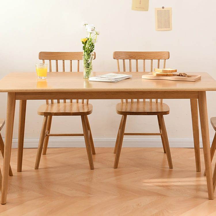 Table à manger en bois de chêne rectangle Table moderne dans la nature avec un double piédestal