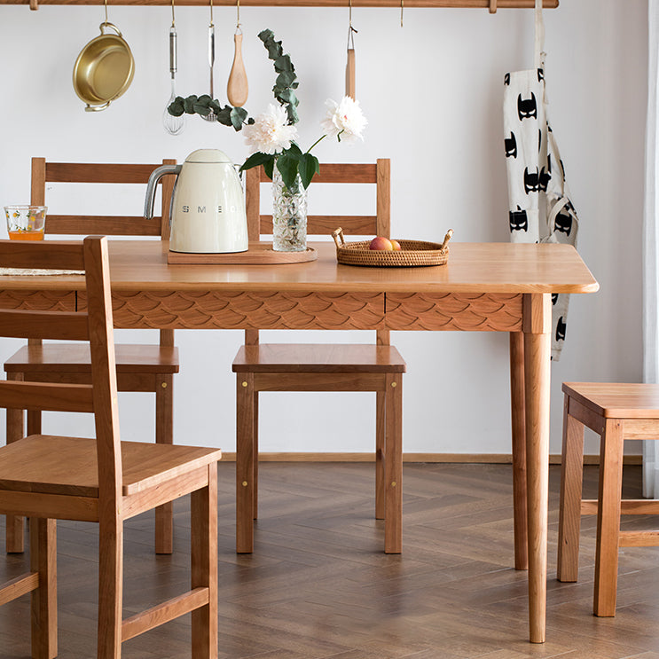 Simplicity Rectangle 4-foot Home Furniture Solid Wood Dining Table with Drawer