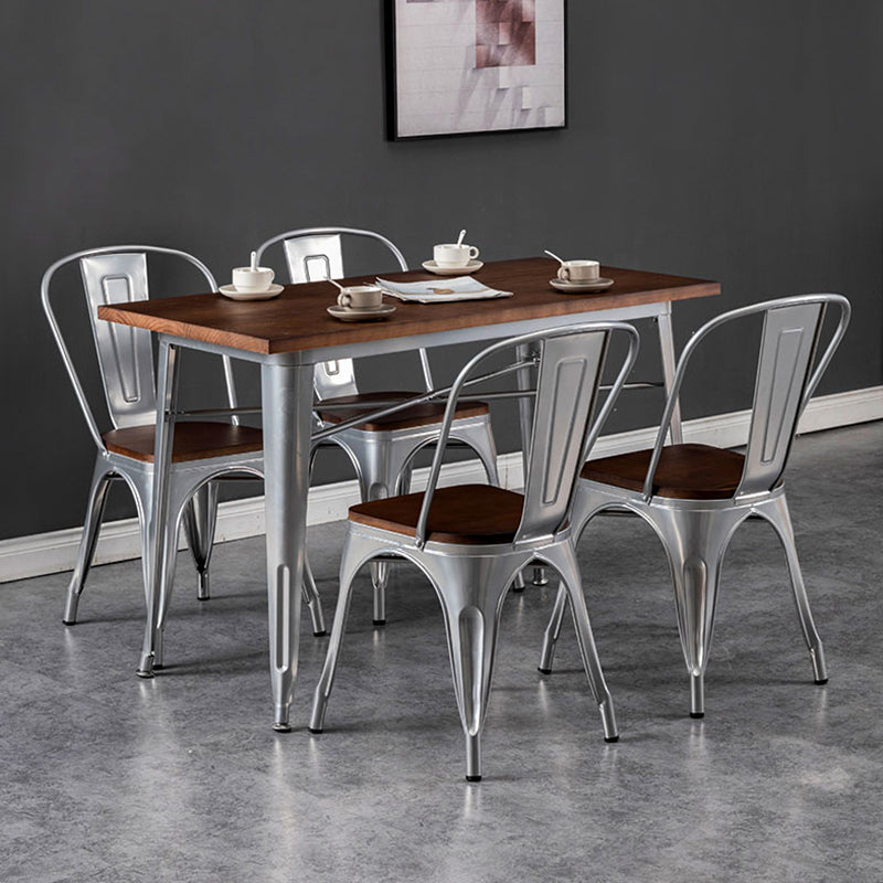 Mesa de comedor de madera maciza de estilo industrial Mesa de comedor con base de metal para comedor