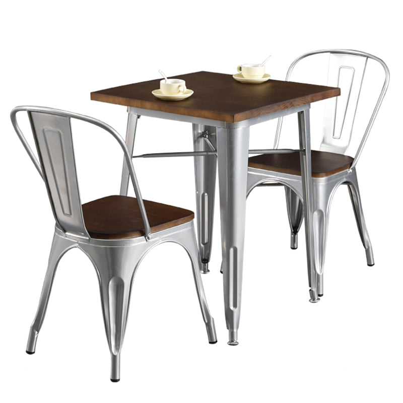 Mesa de comedor de madera maciza de estilo industrial Mesa de comedor con base de metal para comedor