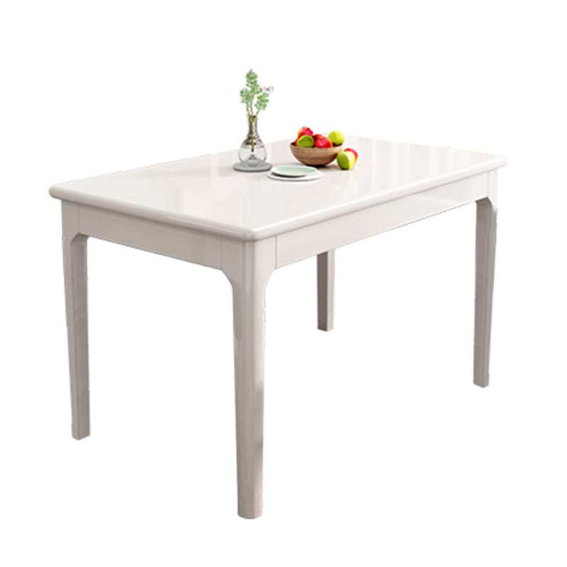 Rubberwood Dining Table Rectangle Solid Wood 4 Legs Wood Base Table for Home