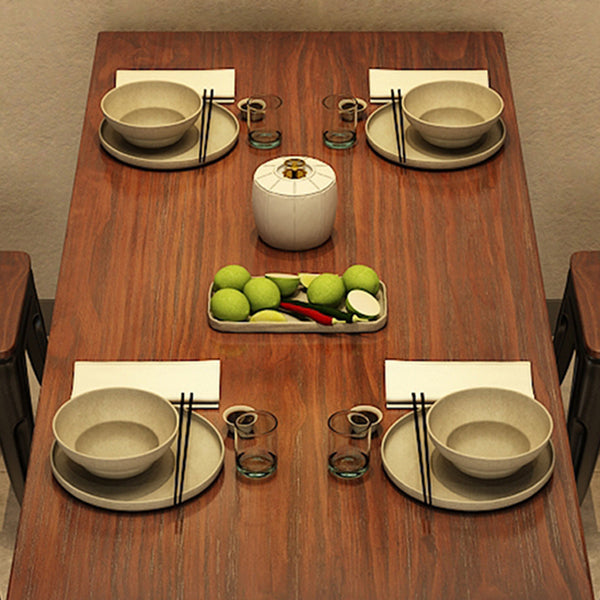 Table de la salle à manger du rectangle industriel Table en bois massif avec base de chevalets noirs