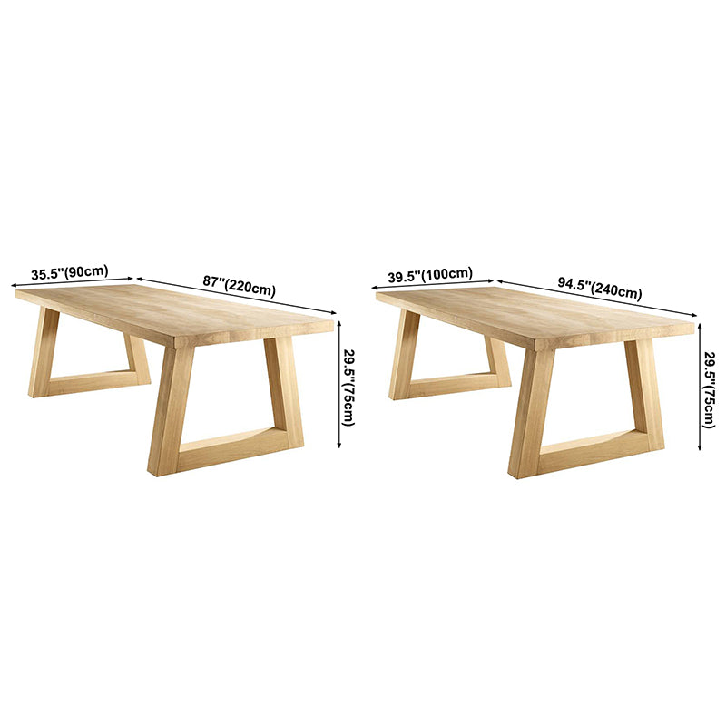 Rectangle Wood Dining Table Modern Pine Table in Nature with Double Pedestal