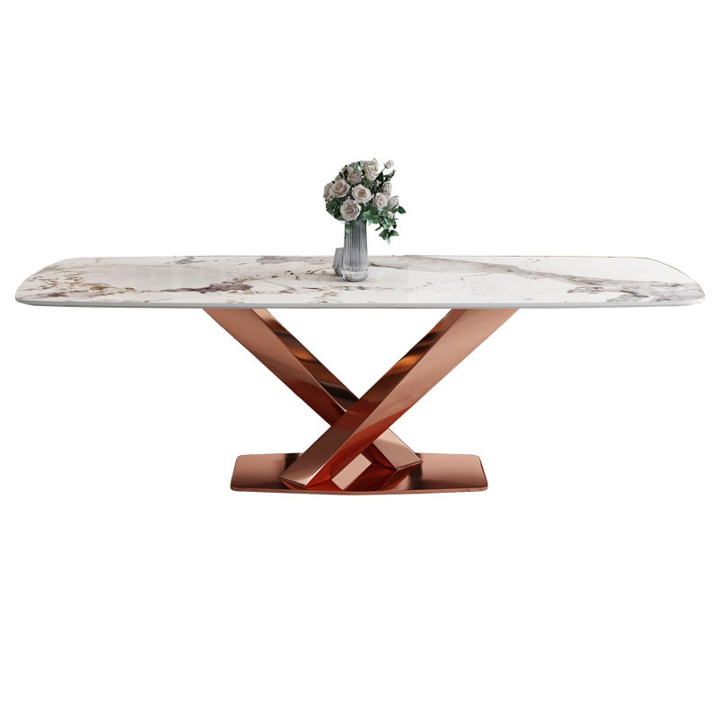 Table de luxe traditionnelle Rectangle Piedestal Casual Dining Table pour la maison