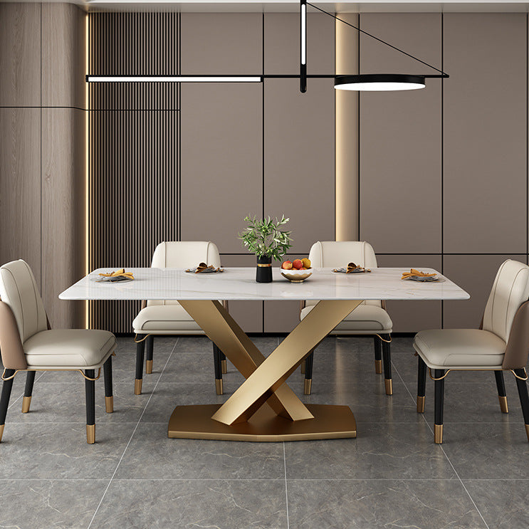 Table de luxe traditionnelle Rectangle Piedestal Casual Dining Table pour la maison