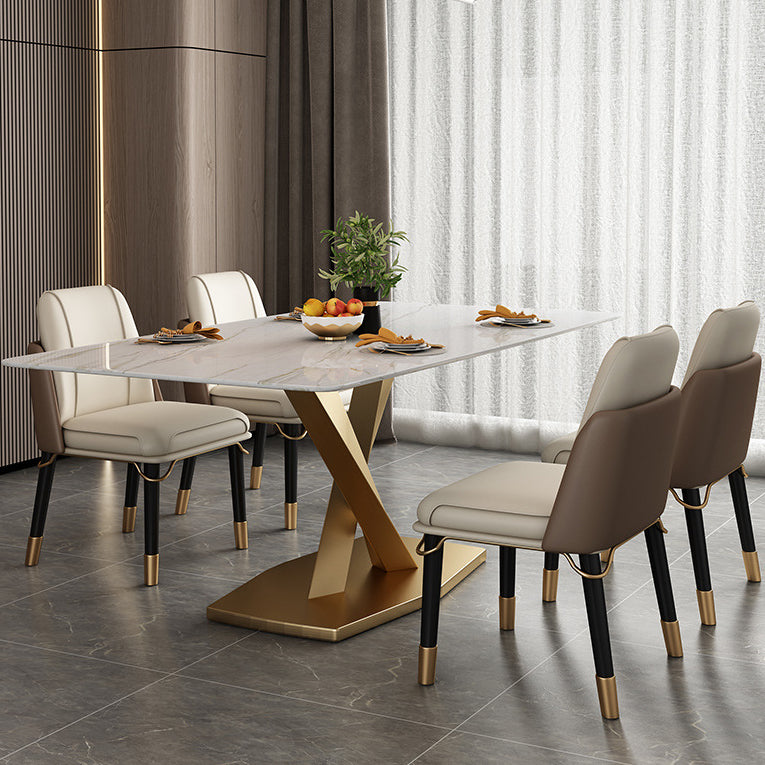 Table de luxe traditionnelle Rectangle Piedestal Casual Dining Table pour la maison