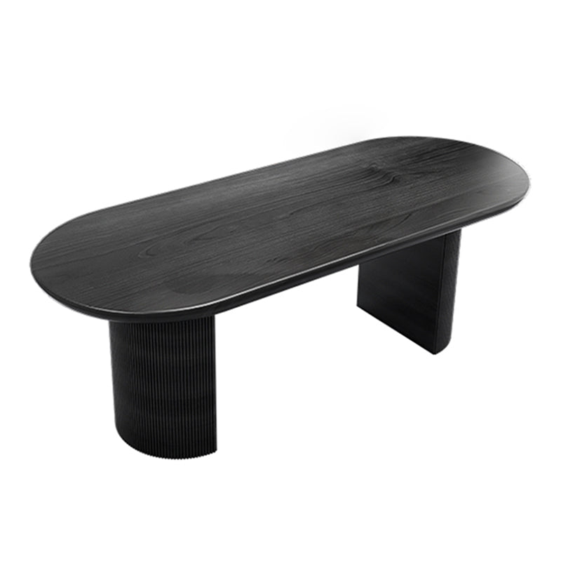 Table ovale contemporaine en bois massif table en bois noir pour salle à manger