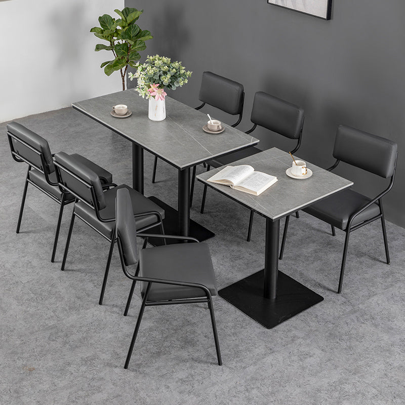 Industrial Dining Room Table Sintered Stone Table with Black Base for Home Kitchen Dinner