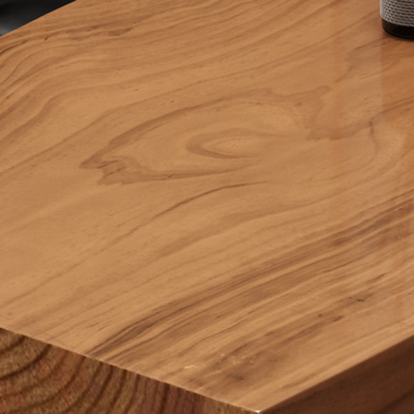 Table à manger de table en bois massif en pin avec piédestal double, en marron