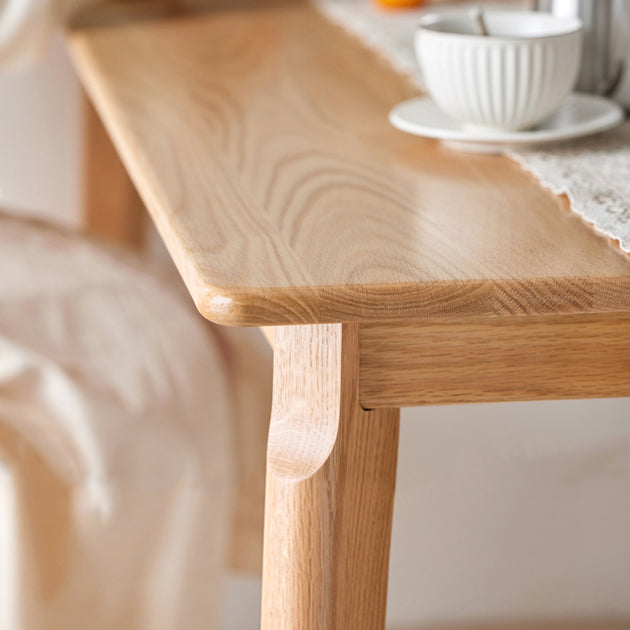Mesa de comedor de madera maciza de estilo contemporáneo, mesa rectangular con base de madera de 4 patas para el hogar