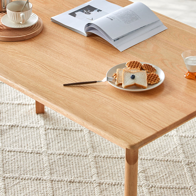 Mesa de comedor de madera maciza de estilo contemporáneo, mesa rectangular con base de madera de 4 patas para el hogar