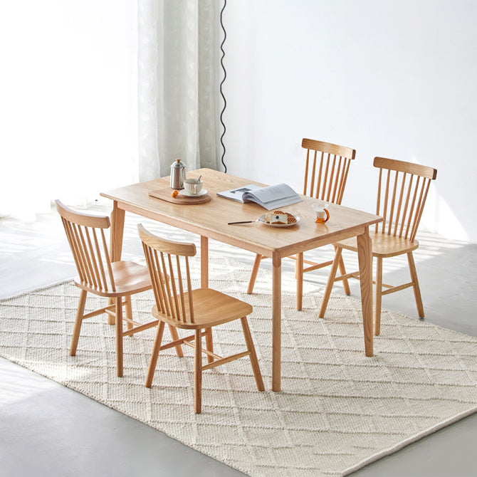 Mesa de comedor de madera maciza de estilo contemporáneo, mesa rectangular con base de madera de 4 patas para el hogar