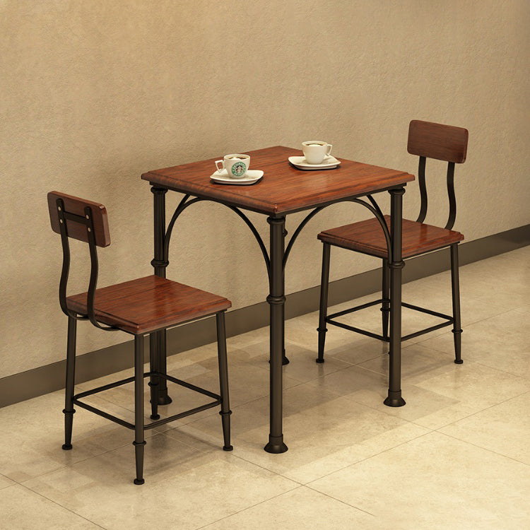 Industrial Style Solid Wood Dining Table Brown Square Table with 4 Legs for Dinning Room