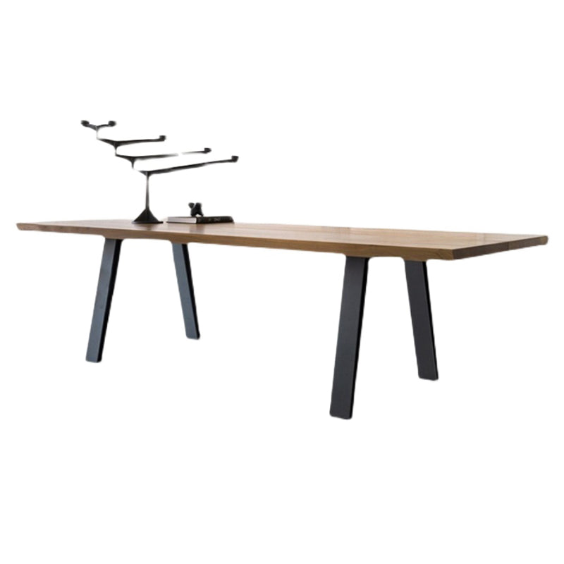 Rectangle 4 jambes Table à manger industrielle Couleur en bois Tableau fixe de bois massif