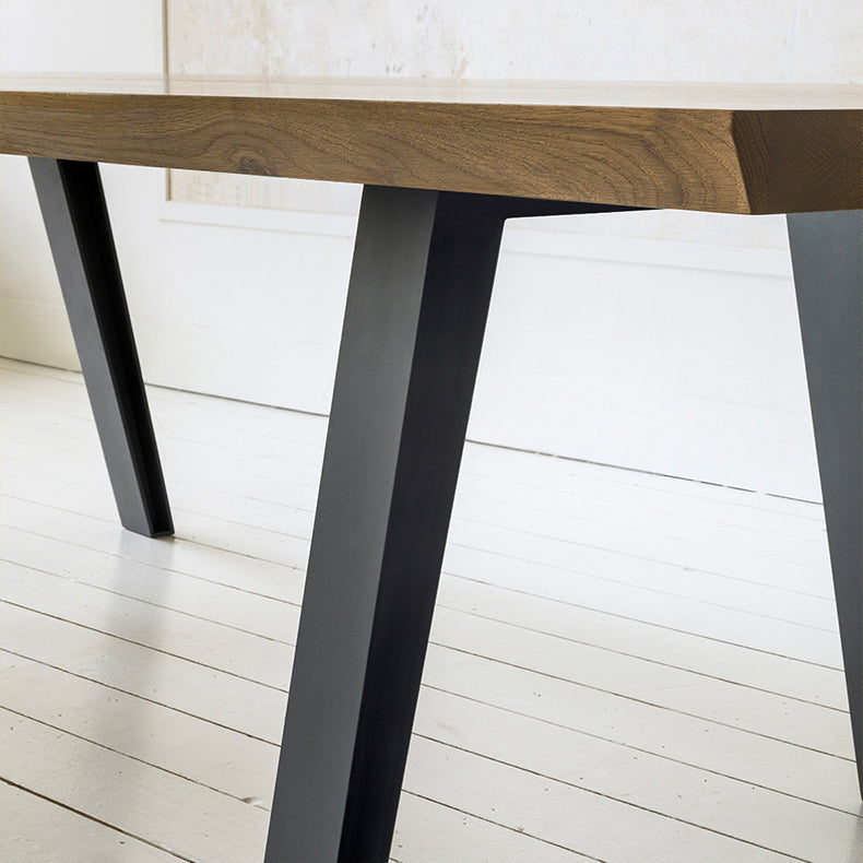 Rectangle 4 jambes Table à manger industrielle Couleur en bois Tableau fixe de bois massif