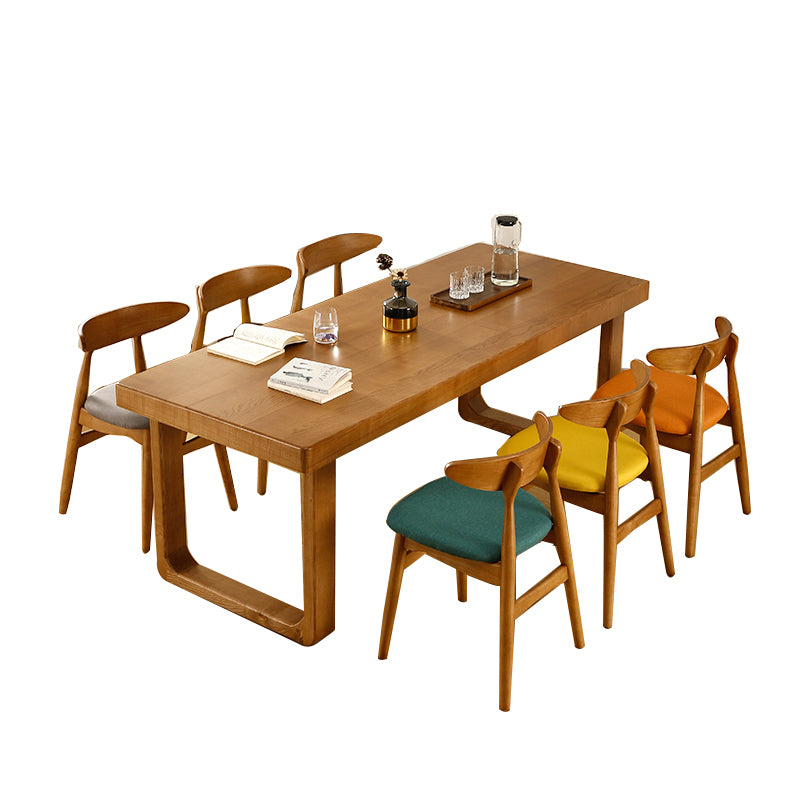 Rectangle Sled Base Dining Site Table Solid Wood Dining Room Collection for Indoor