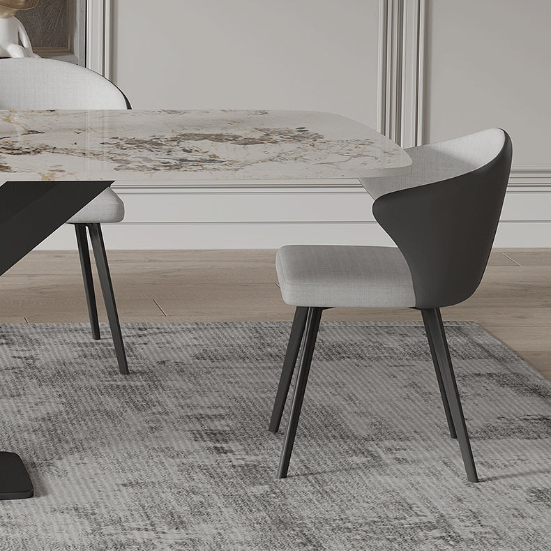 Sintered Stone Top Esstisch Rechtecktisch mit metallschwarzer Sockelbasis