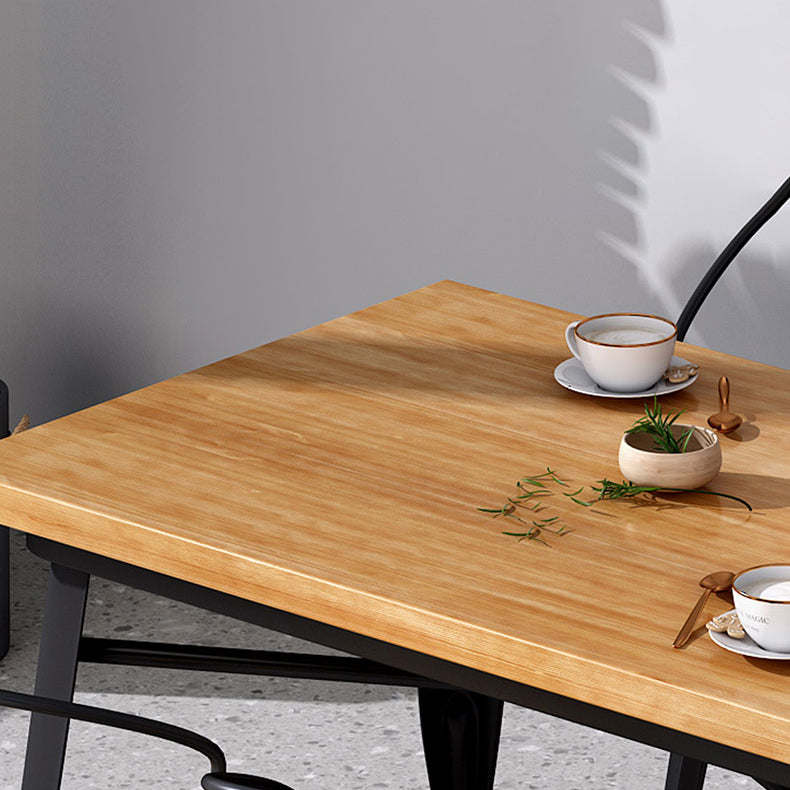 Industrial Style Solid Wood Dining Table Brown Table with Black Frame for Dinning Room