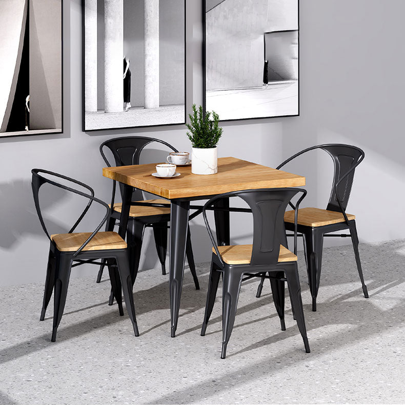 Industrial Style Solid Wood Dining Table Brown Table with Black Frame for Dinning Room
